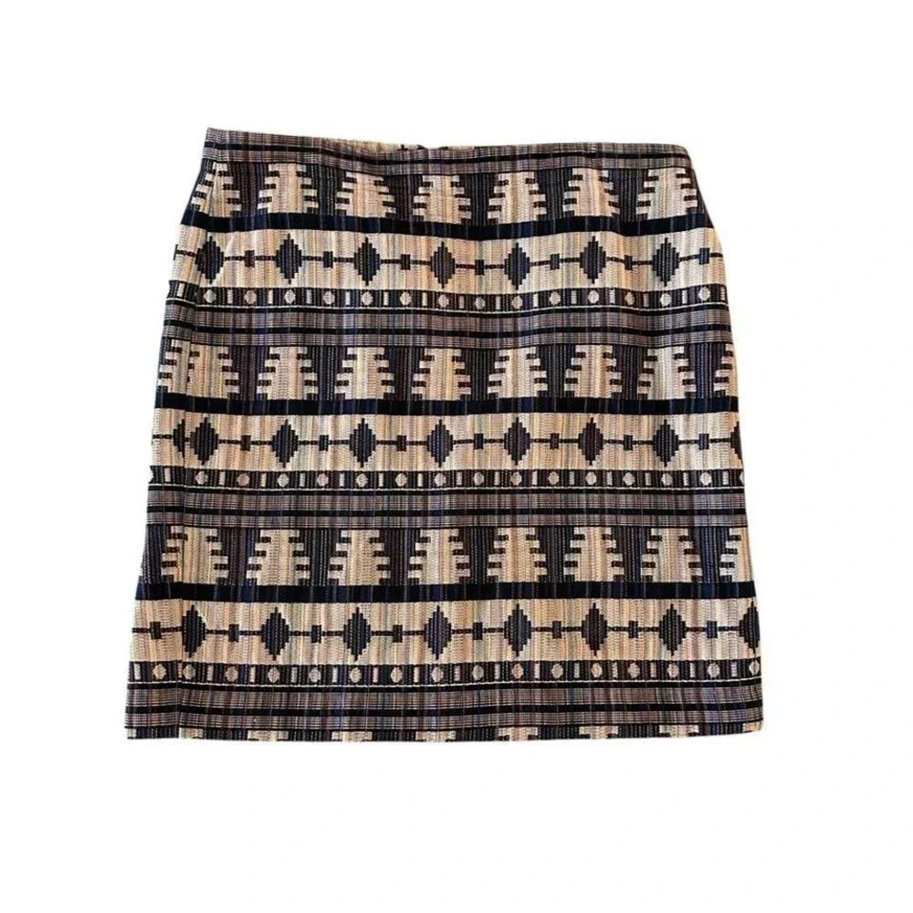 Ann‎ Taylor 14 Tapestry Woven Aztec Pattern Office Boho Southwestern Mini Skirt